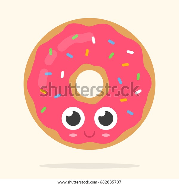 Cute Donut Smiling Face Stock Vector Royalty Free 682835707