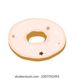 Cute Donut with stars decoration. Donut universe, vector isolated illustration