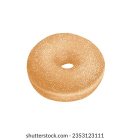 El lindo donut con azúcar. Ilustración vectorial de la parte clipart.