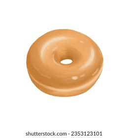 The cute donut with a sugar glaze. Clipart vector illustration.