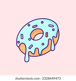 Cute Donut: Vector Clip Art Illustration. Charming vector clip art illustration showcasing a cute donut in bright kawaii colors, radiating a delightful and playful charm.