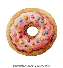 cute donut vector illustration in watercolour style