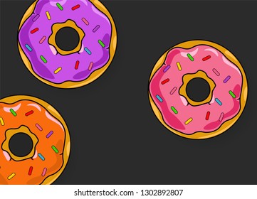 Cute donuts cartoon style vector