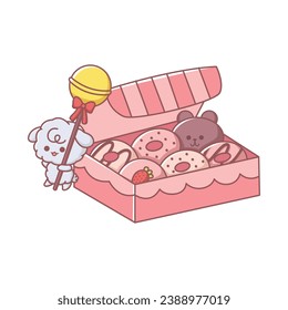 Ilustración de diseño de caracteres de donuts personalizados