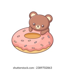 Cute Donuts Character Design Illustration