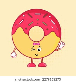 Cute Donuts Character, Cute Donuts Character features a charming and lovable donut character that is sure to bring a smile to your face, This cute little treat is perfect for all your design needs.