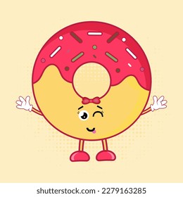 Cute Donuts Character, Cute Donuts Character verfügt über einen charmanten und liebenswerten Donuts Charakter, der bestimmt ein Lächeln in Ihr Gesicht bringt. Dieser süße kleine Genuss ist perfekt für alle Ihre Design-Anforderungen.