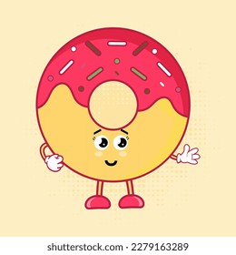 Cute Donuts Character, Cute Donuts Character features a charming and lovable donut character that is sure to bring a smile to your face, This cute little treat is perfect for all your design needs.