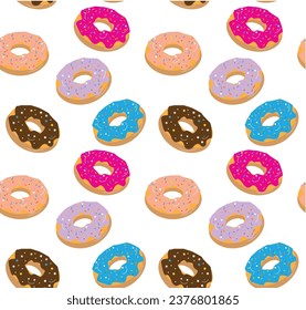 Cute Donuts with Colored Glass Seamless Pattern
Vector Simple