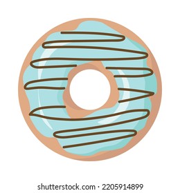 Cute donuts with colored glaze and white powder.