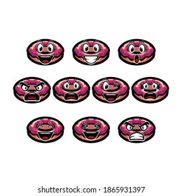 cute donuts emoji set. Isolated premium vector. Perfect for chat apps