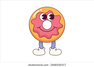 Cute Donuts Flat Sticker Design