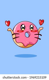 Cute donuts with love cartoon illustration