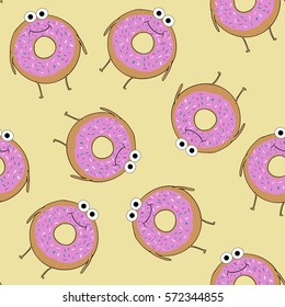 Cute donuts pattern for backgrounds, birthday cards, postcards, wrapping paper and etc.
