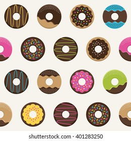 cute donuts pattern. vector illustration