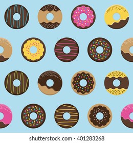 cute donuts pattern. vector illustration