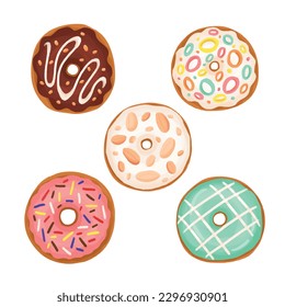 Cute donuts, Vektorgrafik-Illustration 