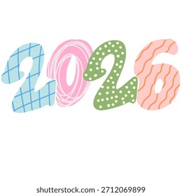 Cute Doodle 2026 Number with Patterns