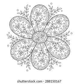 Desenho bonito abstrato vetor flor. Flor preta e branca