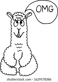 
cute doodle alpaca for greeting cards, prints, kids illustrations and thematic designs