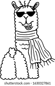cute doodle alpaca for greeting cards, prints, kids illustrations and thematic designs