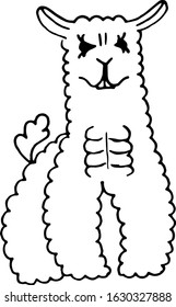 cute doodle alpaca for greeting cards, prints, kids illustrations and thematic designs