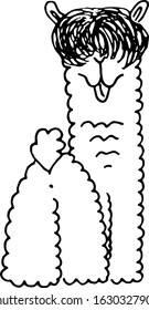 cute doodle alpaca for greeting cards, prints, kids illustrations and thematic designs