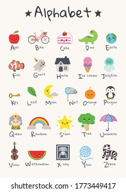 Cute Doodle Alphabet for Pre School, kids learning