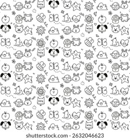 cute Doodle Animal seamless pattern