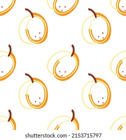 Abarricot de doodle lindo. Ilustración vectorial de patrón sin inconvenientes. Diseño de verano con frutas. Mano dibujó el estilo de doodle de tinta. Frutos abstractos. 