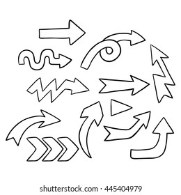 Cute doodle arrows on white background