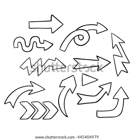 Cute doodle arrows on white background