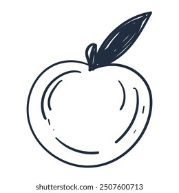 Doodle arte lindo de la fruta de manzana sobre fondo blanco.