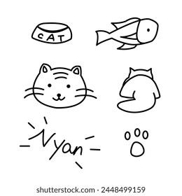 lindo doodle arte de gato elemento