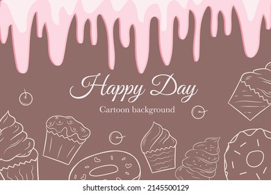 cute doodle bakery food cartoon background card
