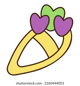 Cute doodle barrette from the collection of girly stickers. Cartoon vector color illustration.