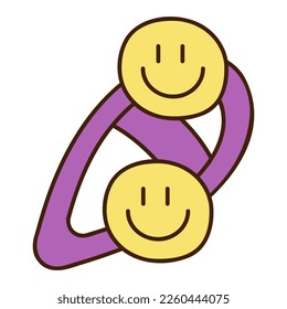 Cute doodle barrette with face shape from the collection of girly stickers. Cartoon vector color illustration.