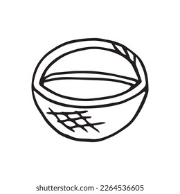 Cute doodle basket. Hand drawn vector illustration for ad, posters, illustrations, design and coloring pages
