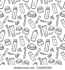 Premium Vector  Seamless pattern with doodle bath accessories