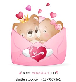 Cute doodle bear for valentine’s day