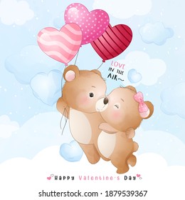 Cute doodle bear for valentine’s day