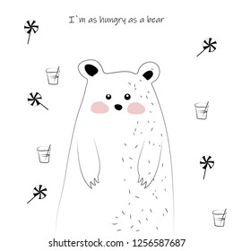 cute Doodle with a bear and a funny saying