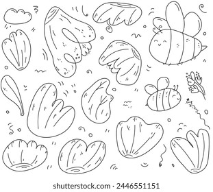 cute doodle bees vector illustration set