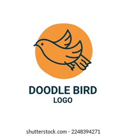 cute doodle bird vector logo design element
