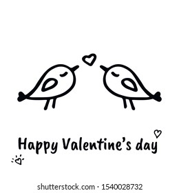 Cute doodle birds. Hand drawn vector illustration for Valentine's day, wedding, romantic event. Decorative elements for greeting cards, posters, stickers and seasonal design