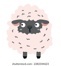 Cute doodle black sheep flat