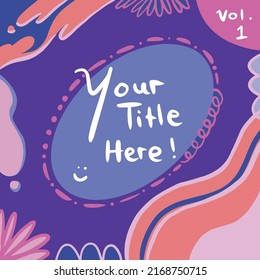 Fondo azul de doodle con decoración rosa ondulado. Para fondo de fondo de papel tapiz o plantilla de medios sociales.
