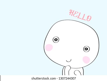 cute  doodle boy with quote " Hello" design for card and print , cartoon vector eps.10