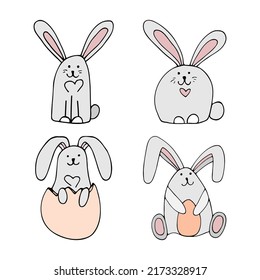 Conejo de doodle con huevos para el diseño de la Semana Santa.