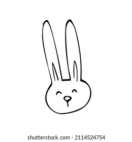 Cute doodle bunny faces. Pet heads. Happy easter bunnies. Vector illustration